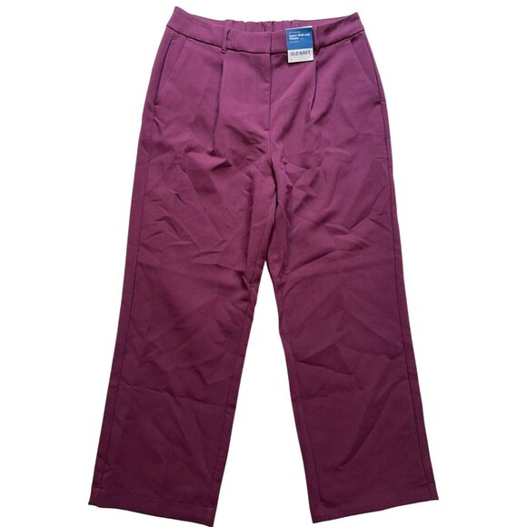 Old Navy Pants - Old Navy Women's High-Rise Wide Leg Trouser Pants Pleated Front Size L Purple